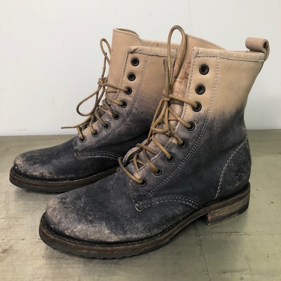 Frye Veronica Combat Boots Stone Washed 